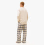Tommy Hilfiger WAFFLE & PJ Mens Set Multicoloured back view, featuring long sleeves and plaid pajama pants.