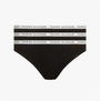 Tommy Hilfiger BIKINI 3 Pack Womens Briefs Black front view featuring TH repeat logo waistband.