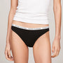 Tommy Hilfiger BIKINI 3 Pack Womens Briefs Black side view, featuring logo elastic waistband and stretch cotton blend.