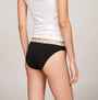 Tommy Hilfiger BIKINI 3 Pack Womens Briefs Black shown from back view with elasticated waistband
