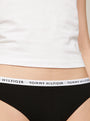 Tommy Hilfiger THONG 3 Pack Womens Black front view showcasing the elasticated waistband detail.
