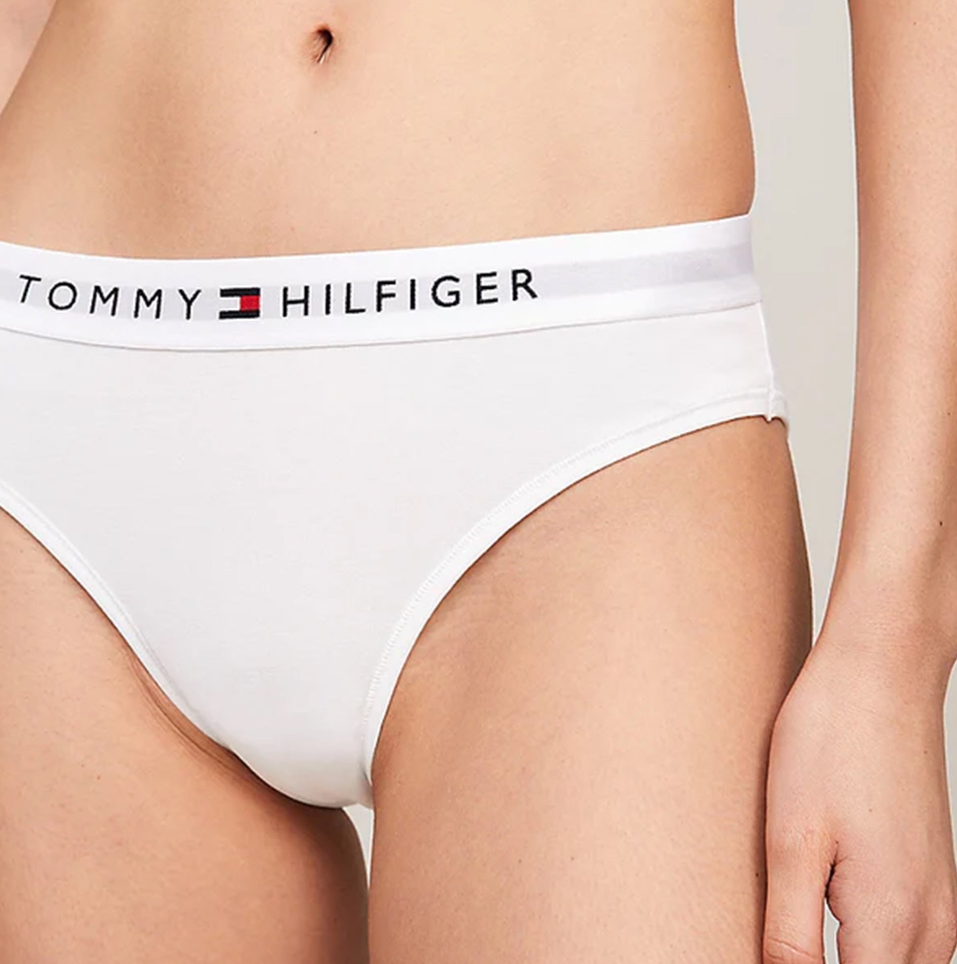 Tommy Hilfiger TH ORIGINAL LOGO BIKINI Womens Briefs White side view featuring logo elasticated waistband