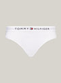 Tommy Hilfiger TH ORIGINAL LOGO BIKINI Womens Briefs White front view showing stretch cotton material and logo elasticated waistband.