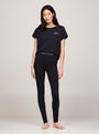 Tommy Hilfiger LEGGING Womens Desert Sky front view, featuring high-rise waist and TH logo waistband.