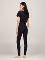 Tommy Hilfiger LEGGING Womens Desert Sky back view, showcasing full length, high-rise waist, TH logo waistband, and lightweight stretch fabric.