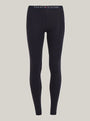 Tommy Hilfiger LEGGING Womens Desert Sky back view showcasing high-rise waist and TH logo waistband.