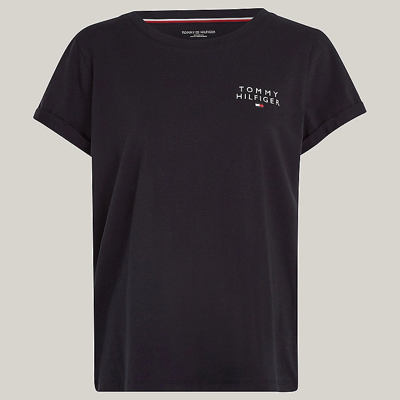 Tommy Hilfiger PURE COTTON Womens T-Shirt Desert Sky front view with crew neck and TH logo on chest.