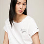 Tommy Hilfiger PURE COTTON Womens T-Shirt White front view featuring crew neck and TH logo on chest.