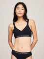Tommy Hilfiger BRALETTE LIFT Womens Desert Sky Front view of the bralette featuring padded cups and logo band.