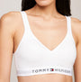 Tommy Hilfiger BRALETTE LIFT Womens White front view showing the bralette's design and Tommy Hilfiger logo.