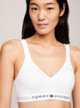 Tommy Hilfiger BRALETTE LIFT Womens White front view with adjustable straps and logo underband.