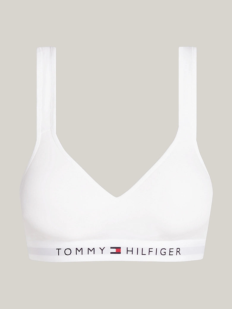 Tommy Hilfiger BRALETTE LIFT Womens White front view of bralette with logo and straps