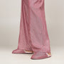 Tommy Hilfiger ORIGINAL Womens Flannel Pan Ivory/Pinstripe Rouge side view featuring pajama pants and matching slippers.
