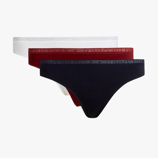Tommy Hilfiger 3 Pack Thongs Womens Multicoloured
