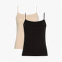 Tommy Hilfiger CAMI 2 Pack Womens Vest Black/Misty Blush, front view, featuring a black and a misty blush vest with spaghetti straps.