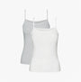 Tommy Hilfiger CAMI WITH LACE 2 Pack Womens White/Grey Heather front view of camisole set with spaghetti straps.