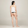 Tommy Hilfiger CAMI WITH LACE 2 Pack Womens White/Grey Heather back view on model showcasing spaghetti straps.