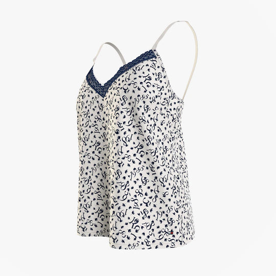 Tommy Hilfiger WOVEN CAMI PRINT Womens Top Feather Print Ecru
