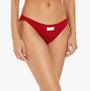 Tommy Hilfiger ESTABLISHED Womens 3 Pack Ribbed Bikinis Multicoloured side view of red bikini underwear