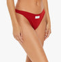 Tommy Hilfiger ESTABLISHED Womens 3 Pack Ribbed Thongs Multicoloured side view of red thong with brand label