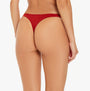 Tommy Hilfiger ESTABLISHED Womens 3 Pack Ribbed Thongs Multicoloured back view of red thong underwear