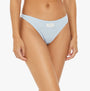 Tommy Hilfiger ESTABLISHED Womens 3 Pack Ribbed Thongs Multicoloured side view of light blue thong underwear