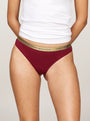 Tommy Hilfiger GIFT UNDERWEAR Womens 5 Pack Thongs Multicoloured side view of burgundy thong with logo waistband
