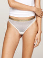 Tommy Hilfiger GIFT UNDERWEAR Womens 5 Pack Thongs Multicoloured side view of thong with gold waistband and polka dots