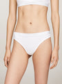 Tommy Hilfiger MONOTYPE Womens Thong White front view showing elasticated waistband and ribbed texture.