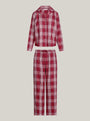 Tommy Hilfiger ORIGINAL Womens Pyjama Set Plaid Check Deep Rouge front view showcasing stylish check pattern and comfortable fit.
