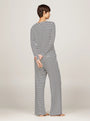 Tommy Hilfiger MONOTYPE Womens Pyjama Set Mini Bretton Stripe Desert Sky back view showcasing stripes and comfort fit.