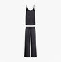 Tommy Hilfiger ESS HOLIDAY Womens Cami & Long Pants Black front view showcasing spaghetti strap cami and long pants.