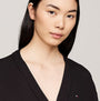 Tommy Hilfiger COMFORT Womens Modal Lace-Trim Kimono Robe Black close-up view of neckline and lace trim details.