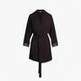 Tommy Hilfiger COMFORT Womens Modal Lace-Trim Kimono Robe Black front view with long sleeves and lace trim details.