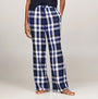 Tommy Hilfiger ORIGINAL Womens Flannel Pants Heritage Check Midi Blue Ink side view featuring plaid pattern.