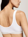 Tommy Hilfiger MONOTYPE Womens Bralette Lifts White back view showcasing ribbed texture and elasticated underband.