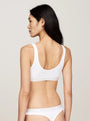 Tommy Hilfiger MONOTYPE Womens Bralette Lifts White, back view featuring the ribbed texture and elasticated underband.
