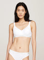 Tommy Hilfiger MONOTYPE Womens Bralette Lifts White front view showing sweetheart neck and ribbed texture.