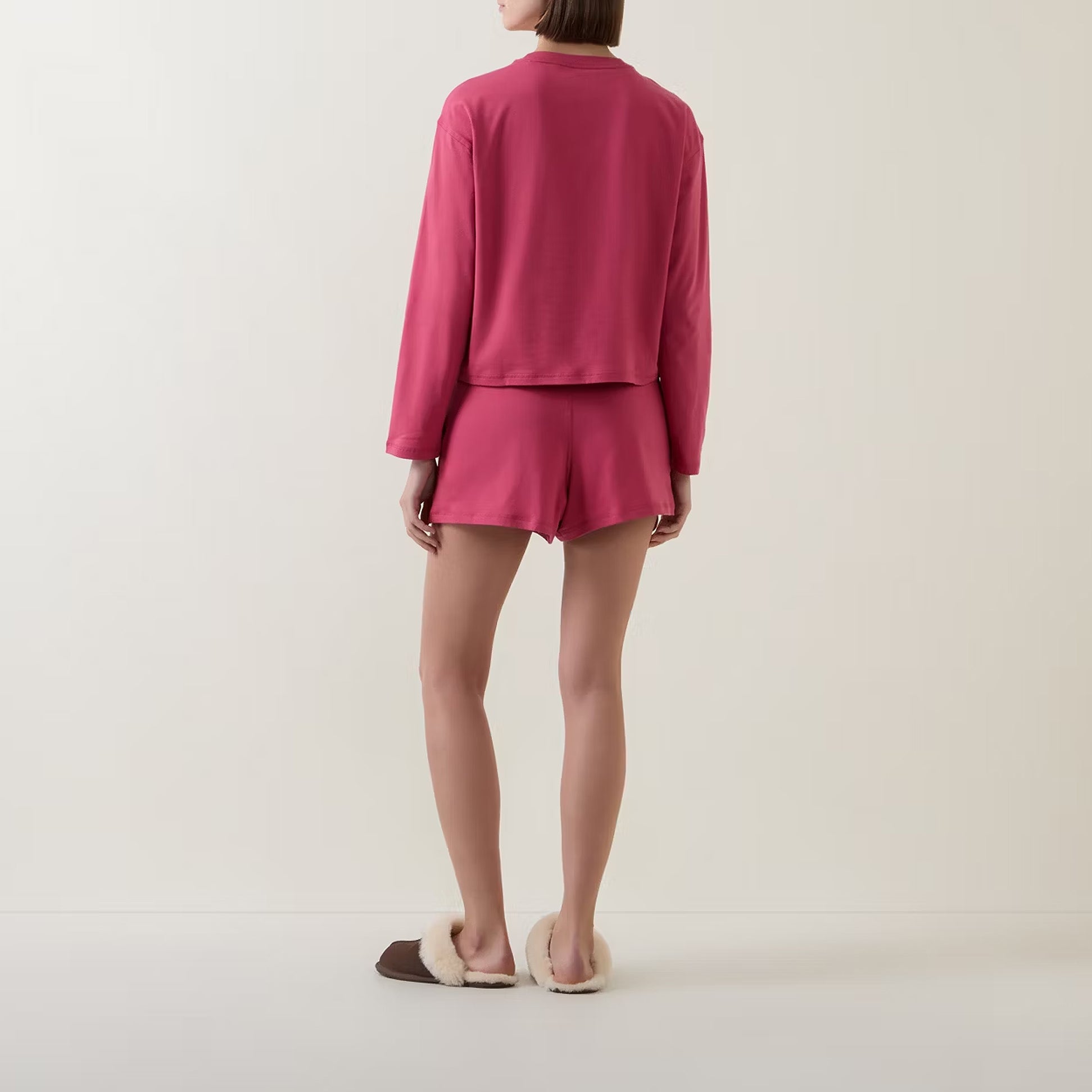 Tommy Hilfiger HERITAGE Womens Pyjama Set Heritage Pink back view featuring short sleeves and shorts.