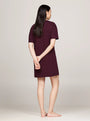 Tommy Hilfiger HERITAGE HOLIDAY Womens T-Shirt Dress Deep Burgundy back view on model with relaxed fit.