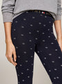 Tommy Hilfiger ORIGINAL Womens Legging Pyjama & Eye Mask Gift Set front view detail of leggings with logo