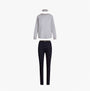 Tommy Hilfiger ORIGINAL Womens Legging Pyjama & Eye Mask Gift Set front view with grey top and patterned leggings.