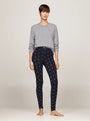 Tommy Hilfiger ORIGINAL Womens Legging Pyjama & Eye Mask Gift Set front view model wearing leggings and sweater