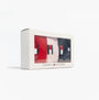Tommy Hilfiger FLAG LOGO 3 Pack Womens Thongs Primary Red/Light Pink Rib/Navy in gift box side view.