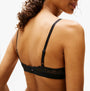 Tommy Hilfiger FLORAL LACE Womens Triangle Bra Black, back view showing adjustable straps and lace detailing.