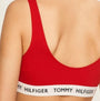 Tommy Hilfiger UNLINED BRALETTE Ladies Primary Red back view showcasing fabric and logo detailing.