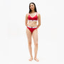 Tommy Hilfiger HERITAGE Womens Padded Push-Up Bralette Primary Red front view featuring slim straps and logo elasticated underband.