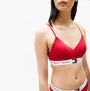 Tommy Hilfiger HERITAGE Womens Padded Push-Up Bralette Primary Red side view featuring slim adjustable straps and scoop V-neck.