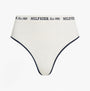 Tommy Hilfiger RIBBED Womens High Rise Briefs Ivory front view with ribbed texture and logo waistband