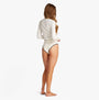 Tommy Hilfiger RIBBED Womens High Rise Briefs Ivory back view on model wearing long sleeve shirt.